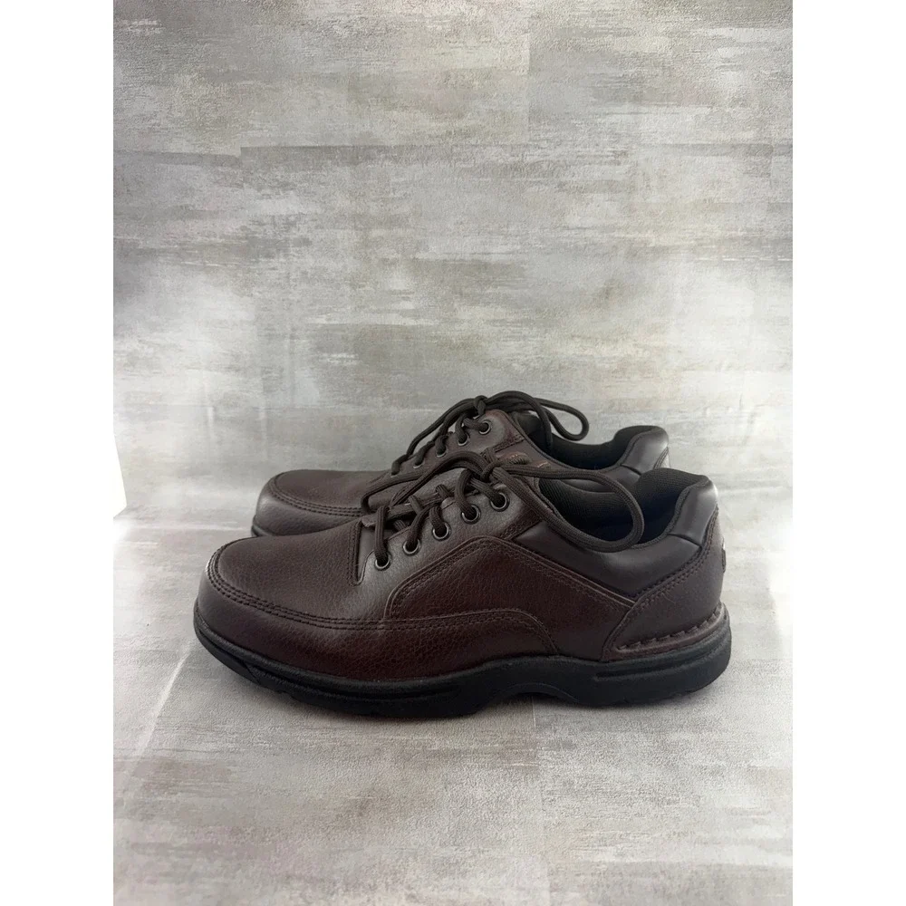 Rockport World Tour Classic Men Dark Brown Leather Walking Shoes K71201 Sz 8W